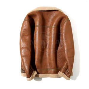 Winter Warm Shearling <b>Jacket</b> Men Faux <b>Fur</b> <b>Lined</b> Thick Leather <b>Jacket</b> - Product Image 2