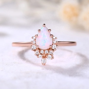 แหวนทองคำแท้14kt อัญมณีโอปอลจากเอธิโอเปียธรรมชาติและแหวนเพชรแท้เครื่องประดับชั้นดี - Product Image 2