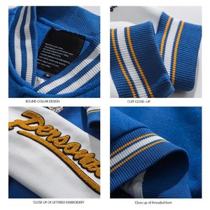 Vente en gros de streetwear de baseball personnalisable pour hommes veste universitaire fine à broderie en chenille taille véritable Letterman support en tissu pour l'hiver - Product Image 5