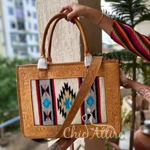 Nouveau véritable fait à la main usiné aztèque en cuir sacs fourre-tout femmes élégant sac à provisions élégant Style Vintage parfait accessoire sacs en cuir - Product Image 1