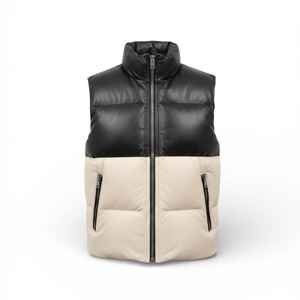 Gilet matelassé décontracté pour homme en toile 100% polyester, deux tons, sans manches, respirant, veste d'hiver zippée, vêtement d'extérieur - Product Image 4