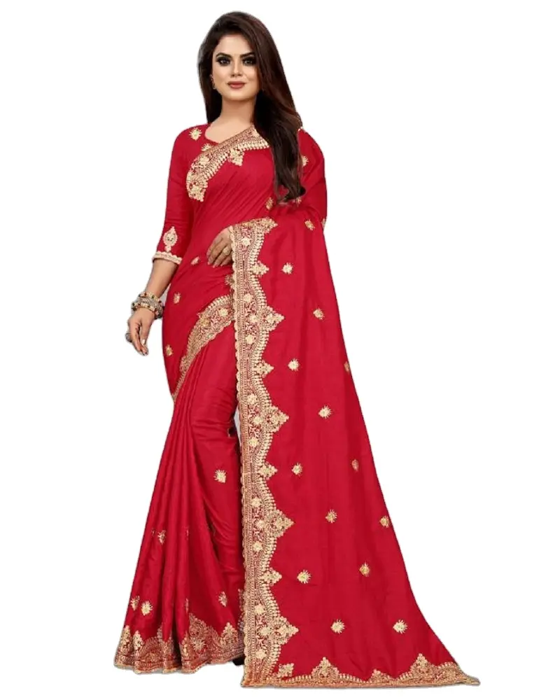 Party wear saree con designer surat camicetta materiale Bollywood indiano ricamo sari con camicetta grossista torque color saree