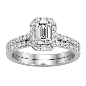 Anillo de Bodas de Oro Amarillo Blanco de 9 Quilates para Mujer, Corte Esmeralda, 0.98 Quilates, Claridad VS, Color EF, Diamante Cultivado en Laboratorio, Joyería IGI - Product Image 2