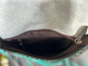 Unique Western Style <b>Tooled</b> Hair on Hide Fur <b>Leather</b> Sling Bag Women Embossed Colour <b>Tooled</b> Fur <b>Leather</b> Vintage Style Side Bag - Product Image 6