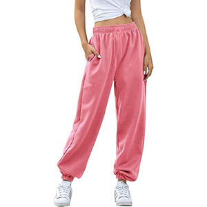 Femmes hiver polaire survêtement pantalons de survêtement coupe ample jambe complète bouffée impression Logo plat avant Style dentelle décoration survêtement bas - Product Image 2