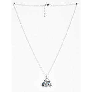 Collar de cadena con colgante de bolso de plata de ley chapado en rodio, estilo moderno/vintage, con detalles de circonita/diamante - Product Image 3