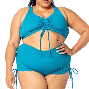 Traje de Baño Personalizado Rosa de Cintura Alta, Talla Grande, con Estampado Floral, Spandex/Poliéster, Conjunto de 2 Piezas con Perlas para Niñas - Product Image 4