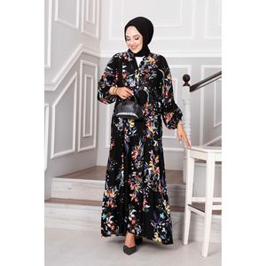 Vestido modesto Hijab de viscosa negra con Bata - Product Image 2