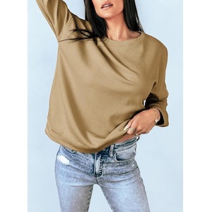 เสื้อกันหนาวแขนยาวคอตตอนของผู้หญิง, เสื้อกันหนาวผ้าฝ้ายกันน้ำสวมใส่สบายสีพื้นใส่สบายมาใหม่ - Product Image 3