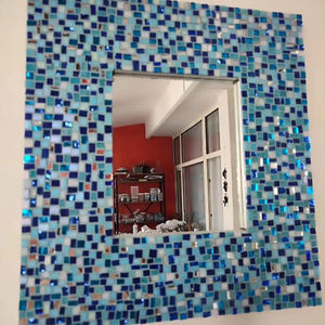 Espejo de pared de mosaico azul de diseño moderno personalizado espejo de pared de decoración única - Product Image 1