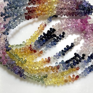 Fine Qualité Multi Saphir Facettes Minuscule Forme De Larme Briolette Perles Saphir Naturel Pierre Précieuse pour Bijoux - Product Image 3