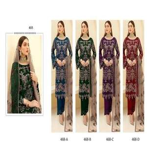 高品質3ピース綿シルク洗濯可能カスタムカラーパキスタンデザイン刺繍サルワールカミーズ女性用インドホットコレクション - Product Image 4