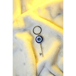 Llavero de Metal Plateado con Ojo Turco Personalizado al por Mayor, Modelo EX4 de Ágata Aashim, Recuerdo de Boda - Product Image 2