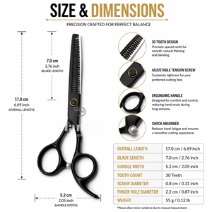 Ciseaux de coiffure de luxe pour effiler les cheveux, 6,5 pouces, ciseaux texturisants en acier inoxydable, outil de barbier, logo personnalisé, pour droitiers, 32 dents - Product Image 3