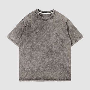 100% coton lourd Vintage lavage à l'acide T-Shirt pour hommes de haute qualité coupe ample Streetwear avec Logo sérigraphié - Product Image 1