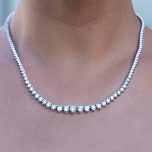 14K Rose Gold Unisex Tennis <b>Chain</b> with 10 Pointers <b>VVS</b> Lab Grown <b>Diamond</b> Fashion Statement Necklace - Product Image 5