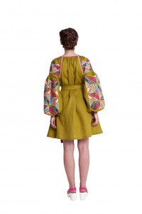 Ukraine Manches longues avec ballon Longueur au sol Col rond Ukraine Robe brodée Ukraine avec ceinture - Product Image 3