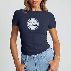 Camisetas de manga corta con cuello redondo, camisetas de algodón peinado de verano para mujer, camiseta - Product Image 5