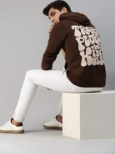 Sweat à capuche d'hiver respirant pour hommes boucle de coton tricot à la mode sur la taille épaule tombante plaine sweat à capuche d'hiver personnalisé pour hommes - Product Image 2