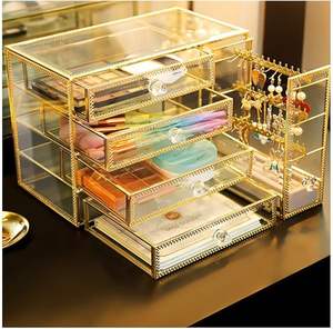 เครื่องประดับตกแต่งด้วยมือที่สวยงามทำจากแก้วและทองเหลืองสำหรับการจัดเก็บเครื่องประดับและแหวน - Product Image 4