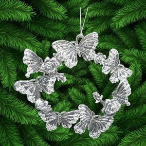 Ornement de guirlande papillon en acrylique transparent rose et vert, unique, en promotion, pour la décoration suspendue de Noël, du Nouvel An et du printemps - Product Image 6