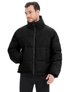 <b>Men's</b> Fashion Quilted Puffer Jacket with Long Hood Lightweight <b>Thermal</b> Outerwear <b>for</b> Winter Outdoor <b>Wear</b> with Front Logo - Product Image 1