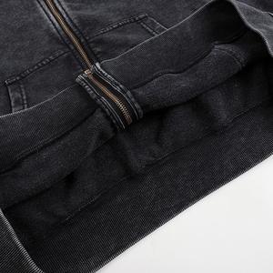 Wholesale <b>Black</b> <b>Zip</b>-<b>Up</b> <b>Hoodies</b> Unisex Pullover 100% Cotton Fleece Mens Blank Oversized Winter Pocket Quick Dry - Product Image 6