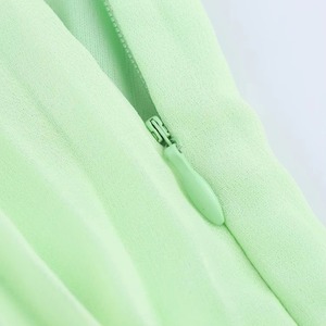 Jupe longue plissée à fermeture éclair verte pour femmes mode décontractée respirante avec taille naturelle pour l'été - Product Image 6