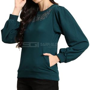 OEM Custom Unisex Cotton Woven Sportswear Crew Neck Sweatshirts Heavyweight Oversized Long Sleeves Embroidery Front Winter - Product Image 2