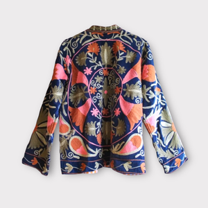 Chaqueta de algodón Suzani hecha a mano India Chaqueta corta bordada a mano Abrigo unisex Chaqueta corta Suzani hecha a mano - Product Image 4