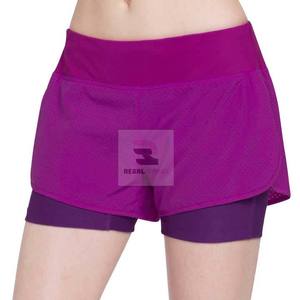 High Waist Double-Layer Spandex Gym <b>Shorts</b> Casual Solid Lace <b>Decoration</b> Fitness Leggings Eco-Friendly <b>Short</b> Pants - Product Image 5