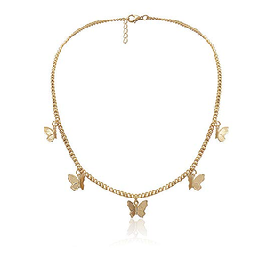 Collar de Aleación de Zinc Chapado en Oro con Diseño de Mariposa, Cadena de Eslabones, Joyería Moderna para Aniversario de Bodas con Diamantes y Perlas - Product Image 2