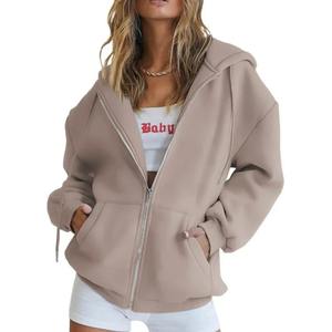 Sudadera con Capucha de Forro Polar Bordada para Mujer, Estilo Minimalista, 2024, Manga Larga, Bolsillo Delantero, Uso Diario Informal, Antiarrugas, Transpirable - Product Image 1