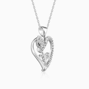 Pendentif en argent enraciné dans l'amour avec chaîne à maillons plaqué rhodium motif coeur Zircon pierre principale pour les fêtes - Product Image 5
