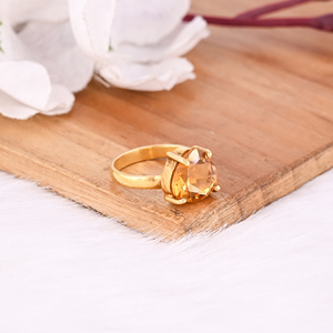 Plata de Ley 925 sólida citrino Natural en forma de corazón piedra preciosa hecha a mano diseñador ajuste de punta anillo chapado en oro amarillo joyería - Product Image 2