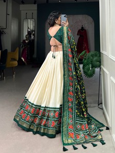 Lehenga choli อินเดียแต่งงานกับ pakistani pakistani ที่มีสีเขียวพิมพ์ผ้าฝ้ายผ้าใบ - Product Image 2