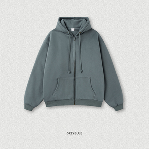 Sudadera con Capucha y Cremallera Completa de Nuevo Diseño para Hombre, Sudadera con Capucha y Cremallera Personalizada con Logotipo, Sudadera de Color Sólido Teñido de Primera Calidad - Product Image 4