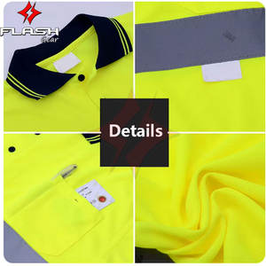 Camiseta Polo de Trabajo de Alta Visibilidad, Impermeable, de Manga Larga, con Dos Tonos, ANSI Clase 1, con Logotipo Personalizado y Bolsillos - Product Image 6