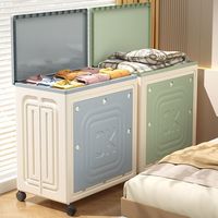 Boîte de rangement pliable en plastique grande capacité, bac organisateur en PP, conteneur de rangement pour vêtements et jouets à double porte avec roulettes