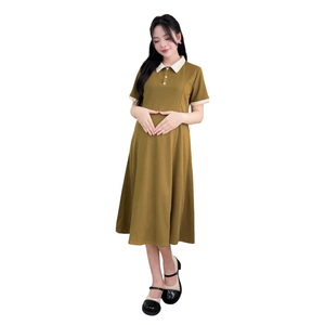 ชุดเดรสสำหรับคุณแม่สไตล์สำนักงานที่สง่างามเสื้อผ้า V701มีสไตล์คอระบายอากาศได้ดีดูดซับเหงื่อได้ดี - Product Image 1