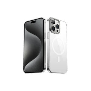Funda de Teléfono Transparente Negra de Lujo, Tipo G-Glass, para iPhone 15 Pro, Antihuellas, Compatible con Carga Inalámbrica, Resistente a Golpes - Product Image 1