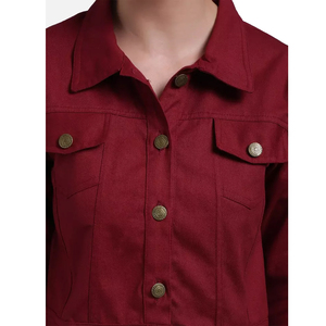 แจ็กเก็ตยีนส์สำหรับผู้หญิงเสื้อผ้ายีนส์ครอปผ้าฝ้าย100% ทันสมัย - Product Image 5