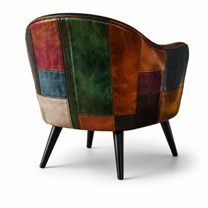 Sillón de Estilo Industrial Tapizado con Diseño de Patchwork, Sillón de Salón Vintage, Silla Lateral para el Hogar, Muebles para Sala de Estar o Cafetería - Product Image 4