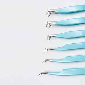 Juego de pinzas de extensión de pestañas de acero inoxidable, pinzas de pestañas de volumen en ángulo de 45 90 grados con punta de fibra para uso de pestañas y cejas - Product Image 6