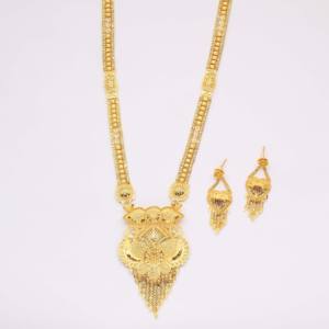 Gold Plated Forming Long Necklaces Special Occasion Traditional Jewelry Gift for Women <b>Copper</b>& Brass Chapado En Oro Oro Laminado - Product Image 2