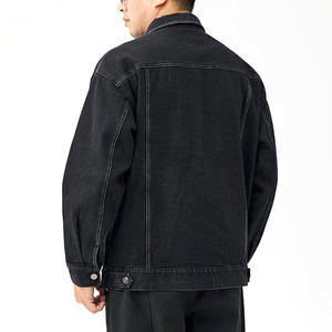 Haute qualité hommes décontracté Hip Hop col rabattu Denim Jeans vestes personnalisé imprimé avant Street Style pour l'hiver en gros - Product Image 3