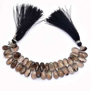 Perles de pierre précieuse en quartz fumé naturel facetté en forme de poire 6x12mm, perles de quartz en vrac pour la fabrication de bijoux, vente en gros - Product Image 1