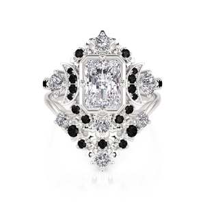 Ensemble de bagues de mariée Jeulia Star Moon Radiant Cut en argent sterling - Product Image 1