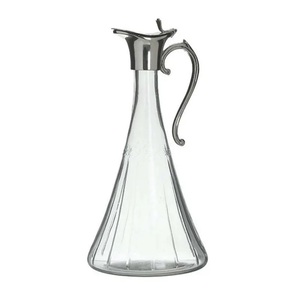 Carafe à eau en verre de luxe au design moderne, faite à la main, avec couvercle en bois, capacité de 1 L, pour eau, jus, vin - Décoration de table de cuisine - Product Image 1