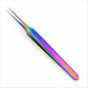 Pinzas de extensión de pestañas de aislamiento de calidad profesional, recubrimiento de Plasma multicolor, puntos afilados de acero inoxidable rectos - Product Image 2